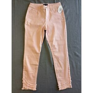 Charlie B Pink Skinny Jeans Womens Size 8 triple-layered fringed hem New